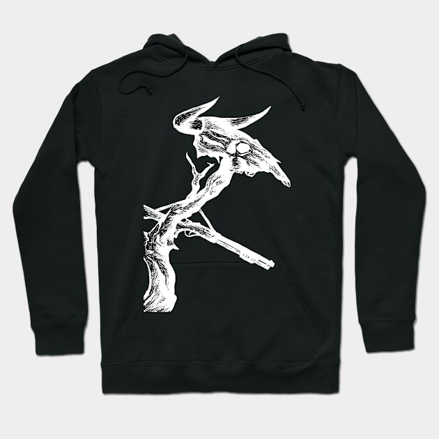 The End of The Beast (White on Black) Hoodie by Latar Putih